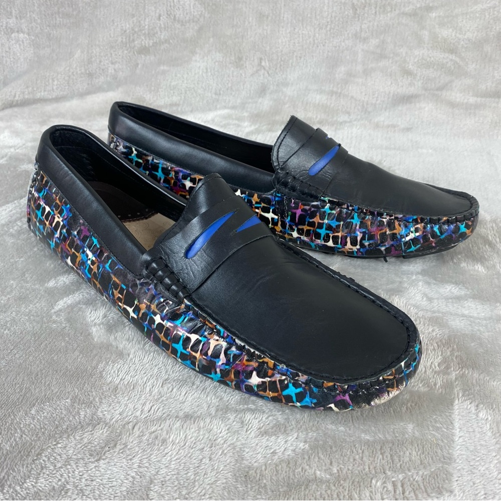 Robert Graham Sunbury Mens Driving Loafer Size 12 Black Leather Slip On Shoe NEW - Picture 1 of 12